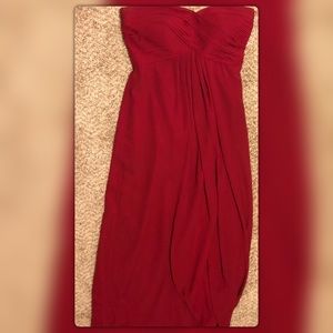 Bill Levkoff dark red strapless flowy gown size 12